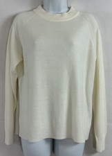 White Stag Sz L Ivory Back Zip Mock Neck Pullover Sweater Long Slv 100 Acrylic