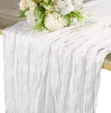 White Cheesecloth Table Runner 10F Rustic Gauze Cheese Cloth Dining Table Dec...