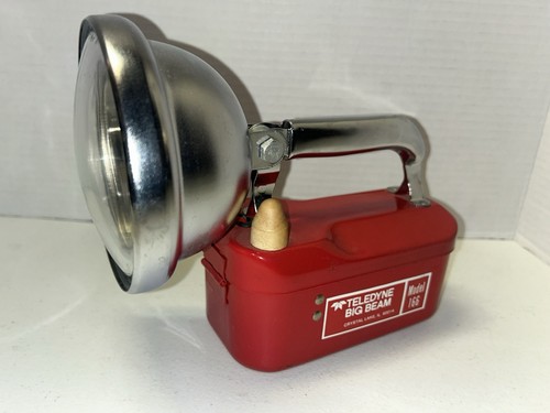 VTG Big Beam Model 166 Hand Lantern Red Steel Chrome Flashlight 6V Beautiful