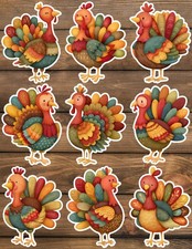 Thanksgiving Turkey Die Cut Vinyl Stickers Set Notebook Laptop WaterBottle