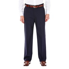 J.M. Haggar Men's Navy Stretch Classic Fit Flat Front Suit Pant Size 36W 30L
