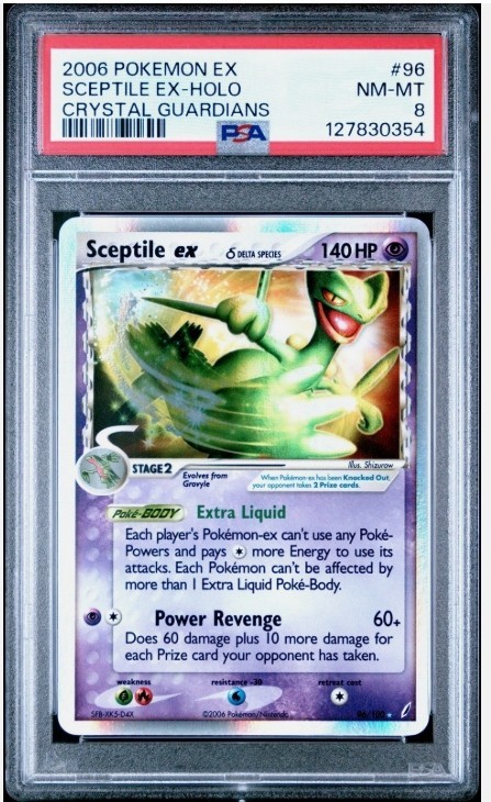 Sceptile EX Holo 96/100 Crystal Guardians Pokemon PSA 8 - Cert # 47993791