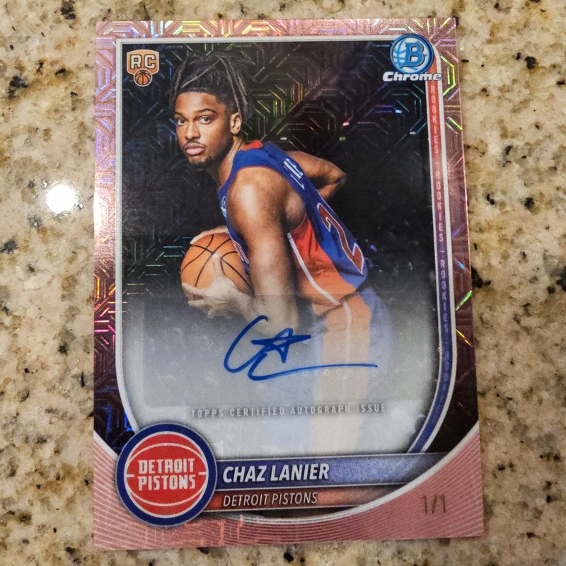 Chaz Lanier Rookie Bowman 1/1 Mojo Auto Detroit Pistons RC
