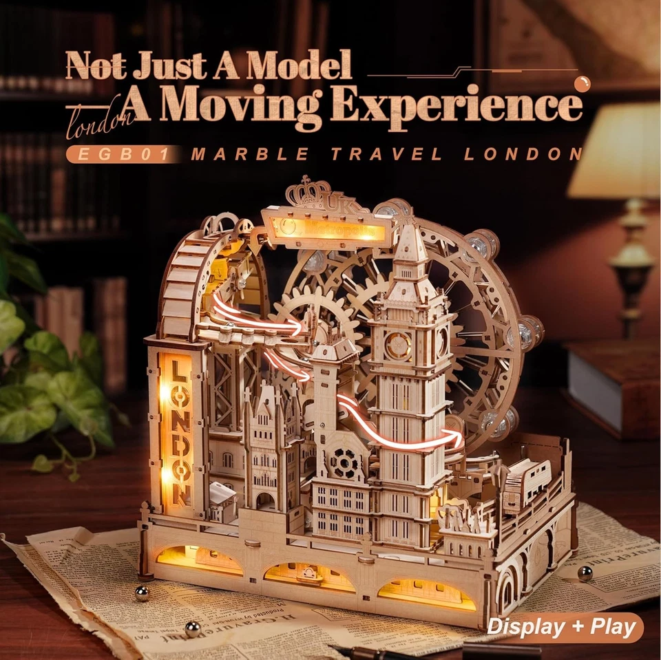 ROKR Marble Travel London 3D Wooden Puzzle Jigsaw Toys DIY 3D Marble Run model - Image 4 of 4