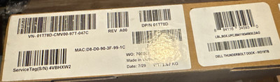 NEW Dell WD19TB Thunderbolt Docking Station with 180W AC Power Adapter