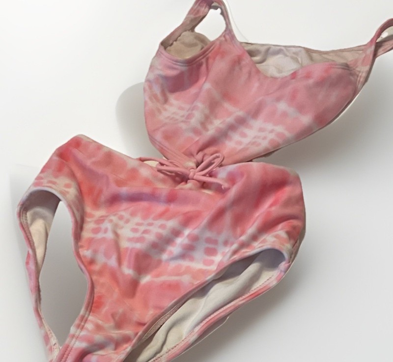 Girls' Solid One Piece Swimsuit - art Class Pink Tie Dyed Size M/8 Cut Out