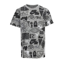 Jordan Big Kids' Air Elements Allover Print Tee ,Carbon Heather
