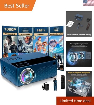 4K Smart Mini Projector - 1080P Full HD with Stereo Speakers & Cooling System