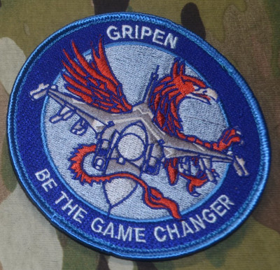 SVENSKA FLYGVAPNET vêlkrö PATCH: SAAB JAS 39 GRIPEN GRIFFIN BE THE GAME CHANGER