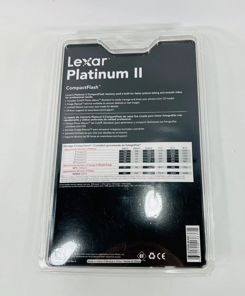 Lexar 2GB Platinum II 2GB 80X Speed Compact Flash Card (CF2GB-80-633) New Sealed - Image 4 of 4