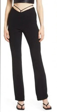 NEW House of CB Layla V-Front Trousers in Black Crepe Size Small $135