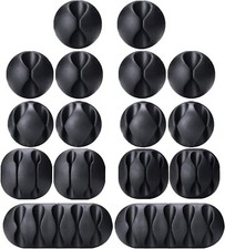  1 Clips para cables, OHill, paquete de 16 soportes para cables adhesivos negros