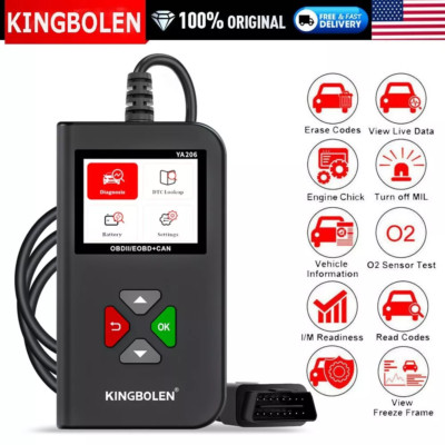 YA206 Auto OBD Code Reader OBD2 Car Scanner Check Engine Fault Diagnostic Tool