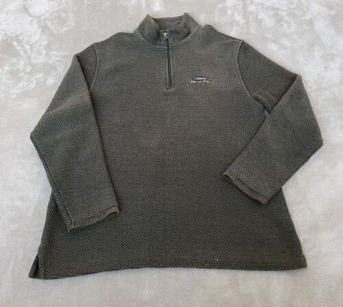 Weird Fish Macaroni Knit Sweater Large Green 1/4 Zip Mens - Picture 1 of 10