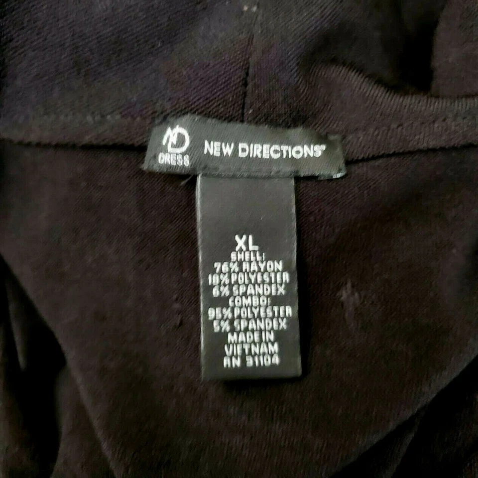 Vestido New Direction Tejido XL Mujer Vaina Rayas Negro Azul Midi Mantón Cuello Foto 3 de 4