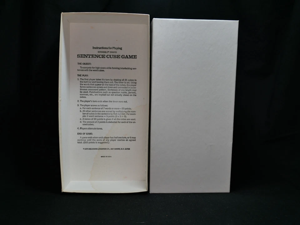 Scrabble Sentence Cube Game 1971 Selchow & Righter No 96 Vintage - Image 2 of 4