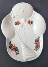 Pfaltzgraff Heritage Christmas Snowman Serving Tray Tidbit Dish Cookie Plate