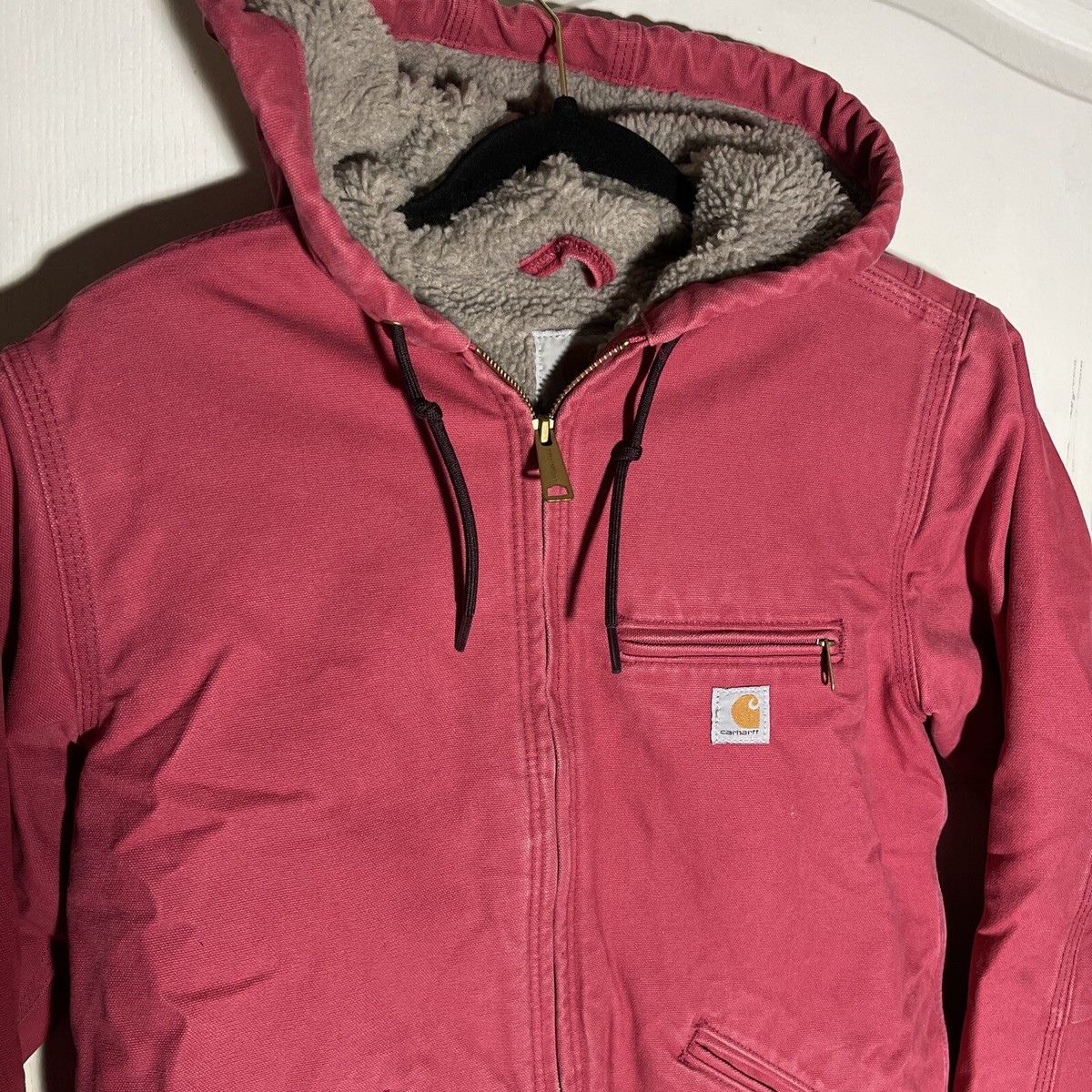 Carhartt Sherpa Lined Duck Canvas Zip Jacket Womens XS Reg