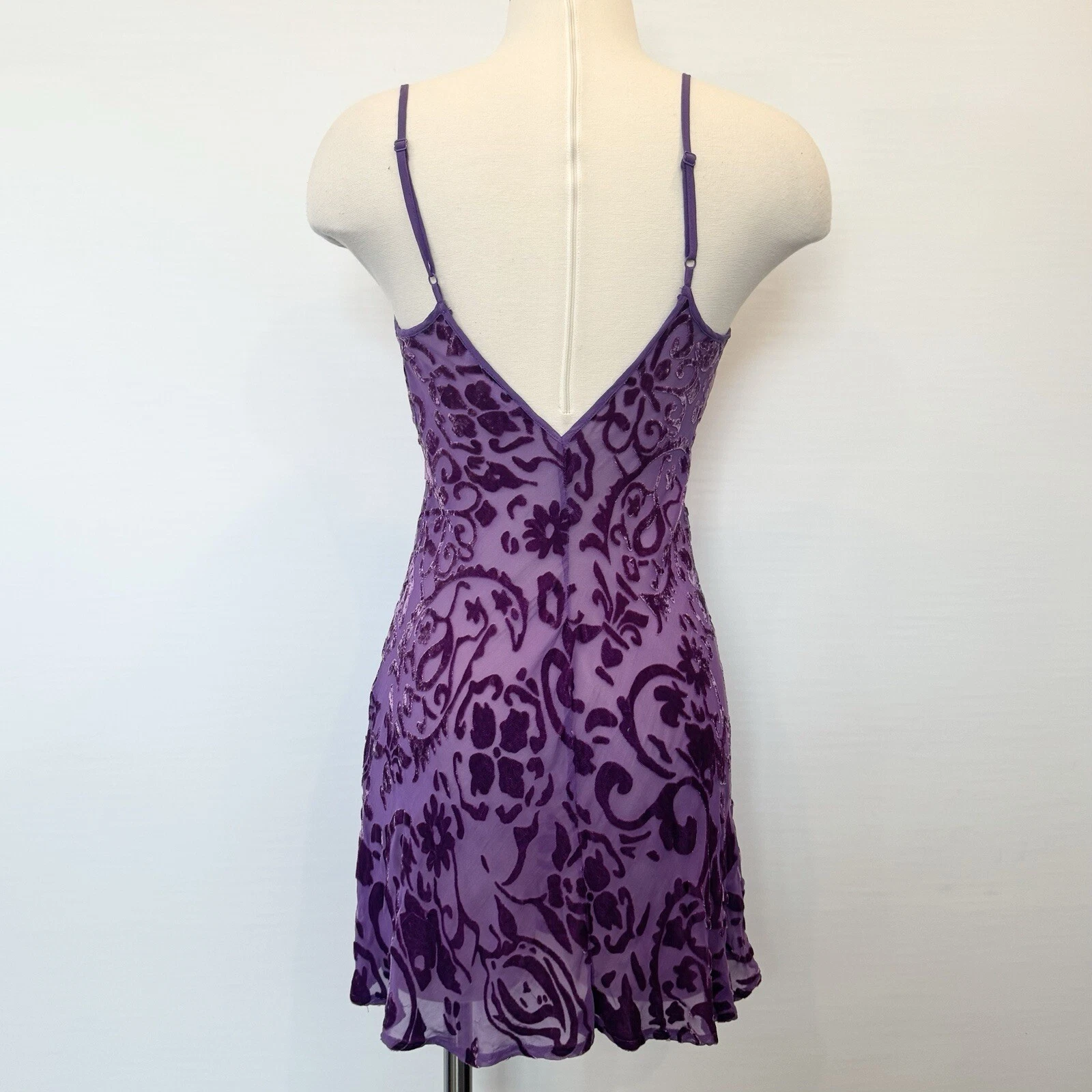 UNDERCOVER Abito slip vintage trasparente Y2K Victoria's Secret seta rayon viola velluto trasparente