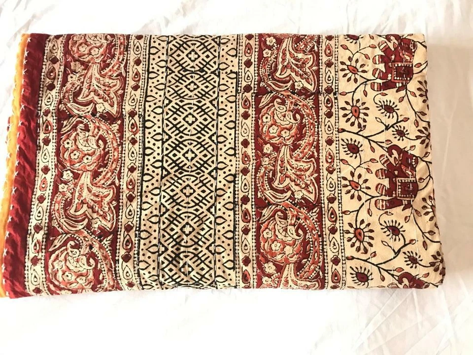 COLCHA KANTHA COLCHA DE ALGODÓN HECHA A MANO MANTA INDIA TAMAÑO QUEEN. LOCO. Foto 2 de 4