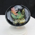 Fenton Ebony Black Tropical Tango Hand Painted Hat with Stand 2006 W103
