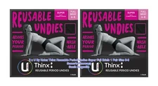 2 Pairs U By Kotex Thinx Reusable Period Undies Super Full Briefs Size 6-8