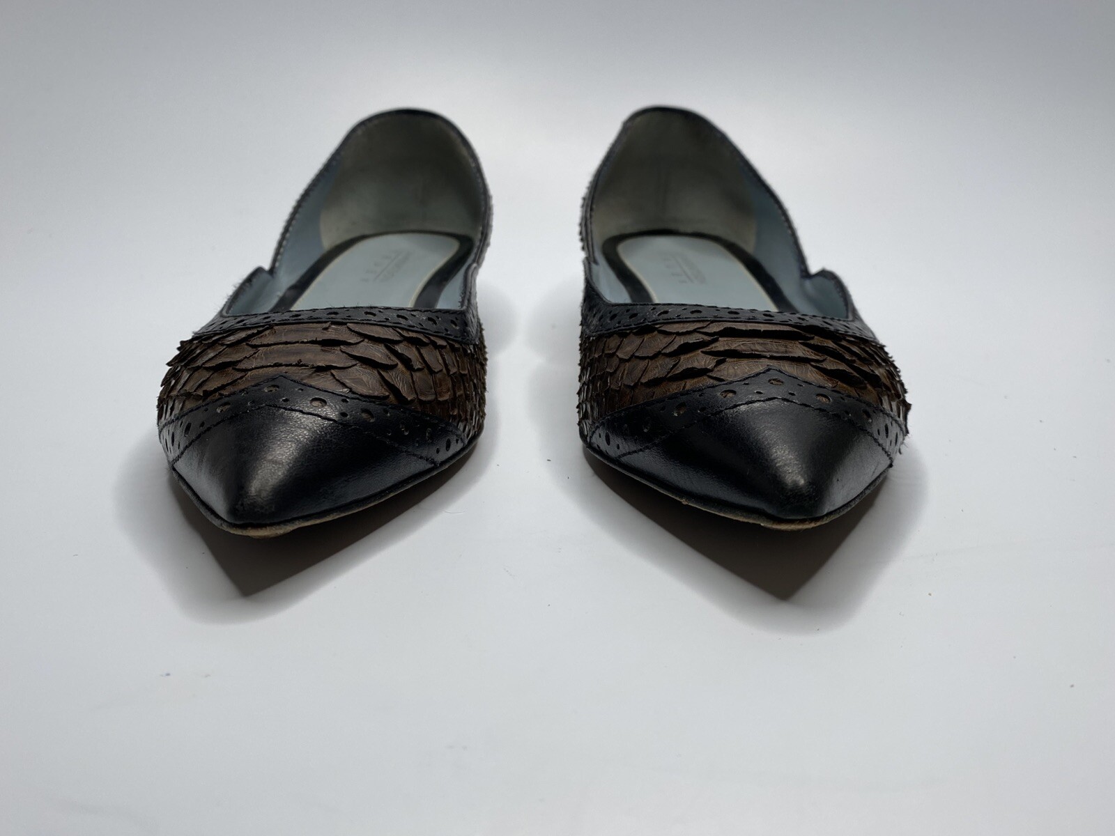 Lamberston Truex Brown Black Python Leather Balle… - image 5
