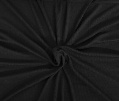 Black Modal Spandex 2x1 Rib Fabric by Yard 4 Way Stretch 12/21