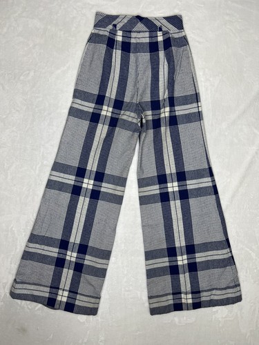 Vintage 70's Bobbie Brooks Bell Bottom Pants Blue Plaid Size 23 X 28 Hippie - Picture 12 of 13