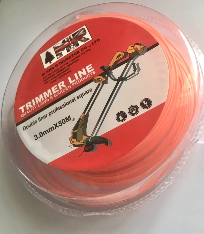M AND R 3 mm x 50 M Heavy Duty double liner M & R round Strimmer Line Brushcutter