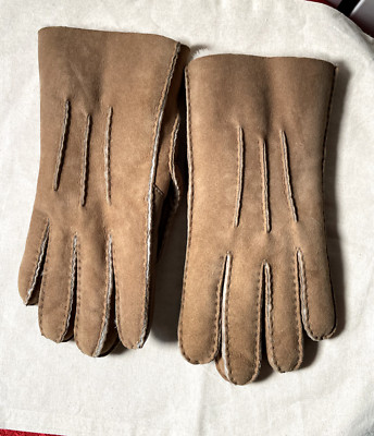 UGG gloves anti-slip leather sheep shearling fur L/G Large beige