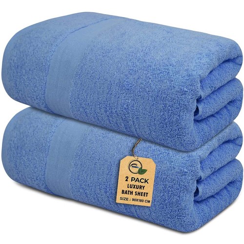 Hotel Quality Durable Bath Towels 02 Pcs Bath Sheets 600Gsm Extra Large 90x180cm - Picture 45 of 62