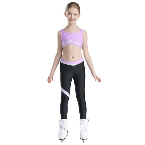 Kids Girls Outfits Yoga Top And Leggings Dance Vest Tracksuits Dancewear 2pcs - Picture 44 of 92
