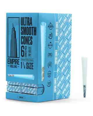 Empire Rolling Ultra Smooth 1 1/4 Size Blue Cones Box of 24 Packs (6 Cones pack)