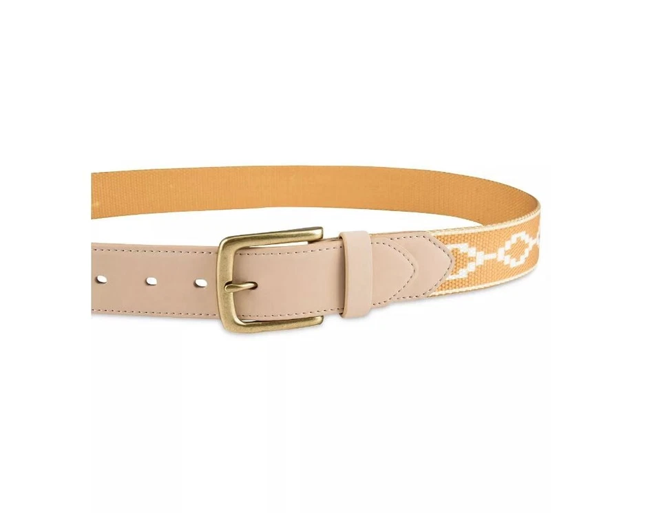 Sun + Stone Faux Leather printed fabric men's belt- Size L/XL (38-44)   GOLD - Image 4 of 4