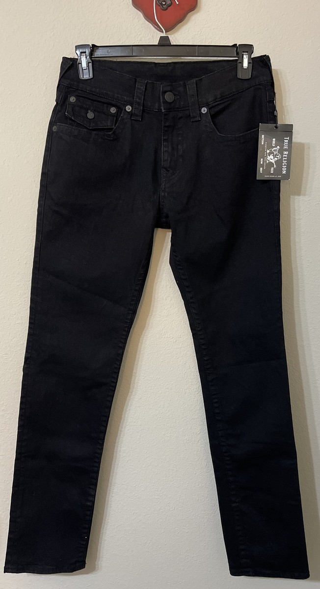 True Religion Mens 32x32 Rocco Relaxed Skinny Black Denim Jeans