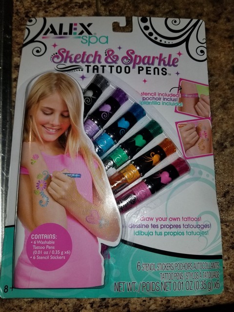 Alex Toys A799b Tattoo Pens Kit Sketch Sparkle Set Of 5 S1