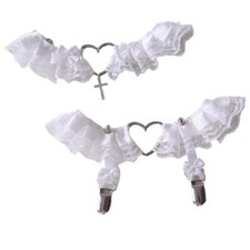 Luxallacki White Lace Suspender Belt Wedding Bridal Garter Thigh Harness