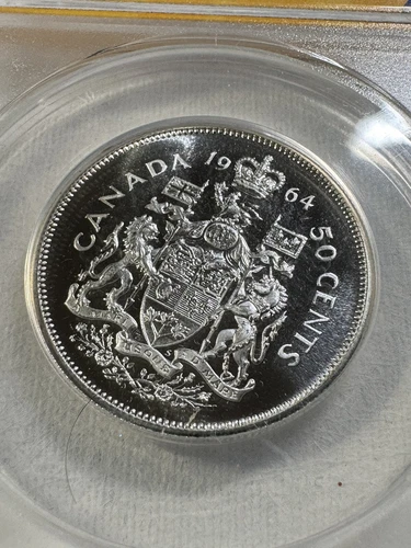1964 Canada 50 Cents Silver Coin Graded MS 65 by ANACS Proof Like
