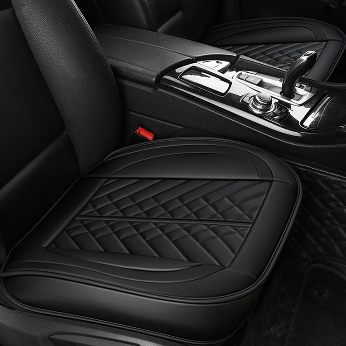 Car Seat Cover 2x PU Leather Seat Cushion Full Surround Breathable Seats Protect-image