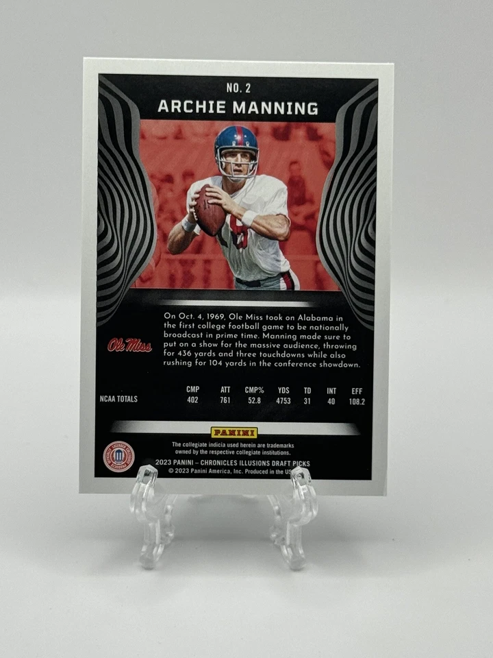 2023 Panini Chronicles Illusions Draft Picks Archie Manning #2 GREEN - Image 2 of 2