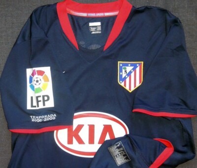 【正規08-09A.Madrid オーセンティック L/S Aguero#10】 2008-09 Atletico Madrid Home Shirt Kun Aguero #10 - 4/10 - (L)