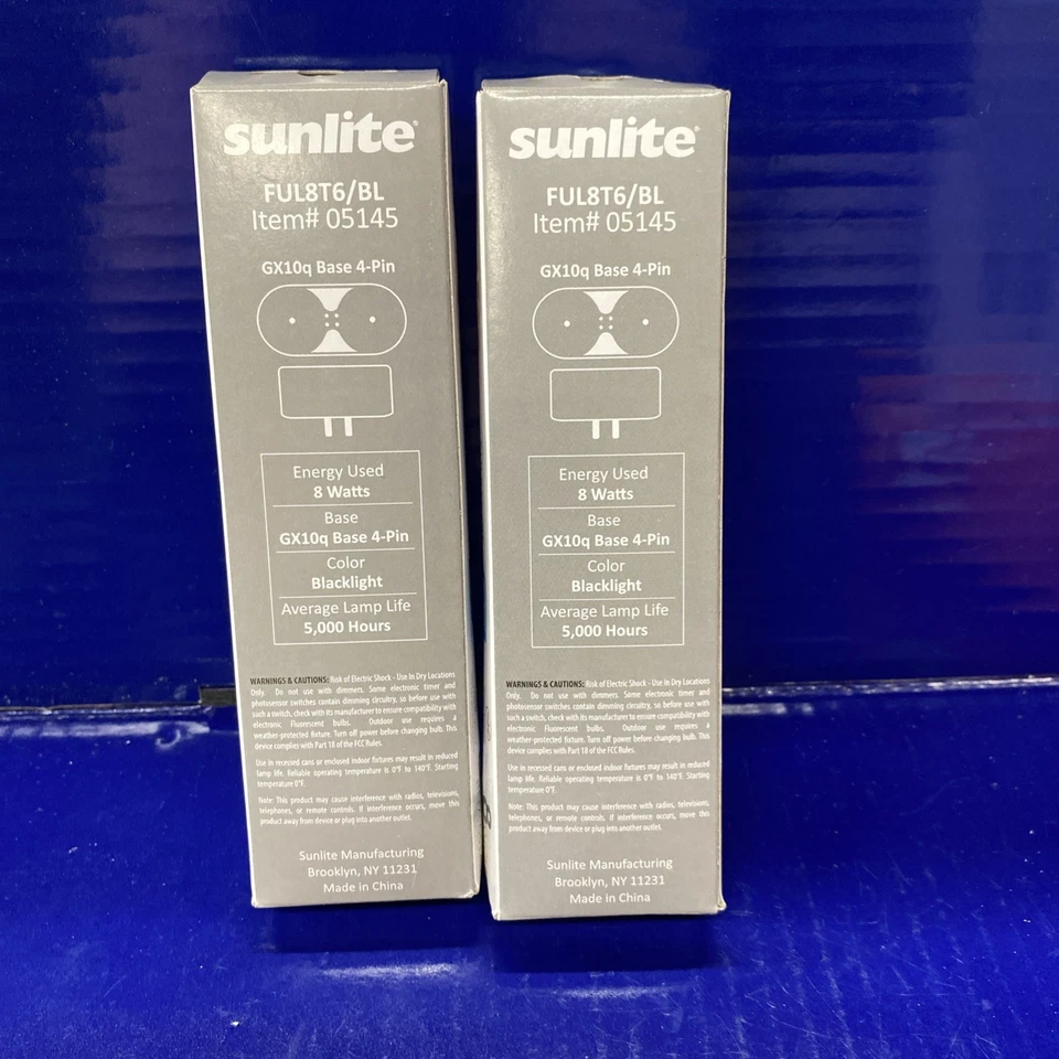 2X Sunlite FUL8T6/BL 8-watt FUL CFL Light Bulb, GX10q Base - Black Light - Image 3 of 4