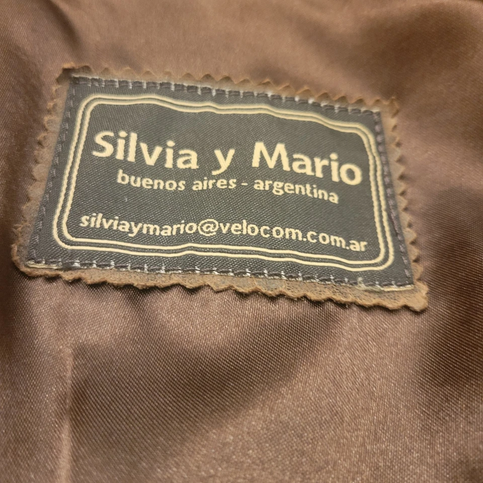 Silvia y Mario Argentina Hombre Chaqueta de Cuero Blazer Abrigo Deportivo Marrón Talla US L Foto 3 de 4