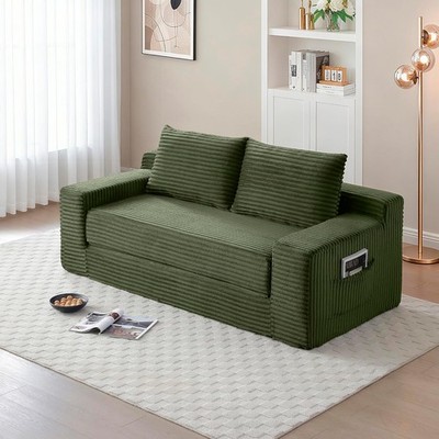 Folding Sofa Bed, 2 in 1 Convertible Sleeper Compressed Corduroy Floor sofa
