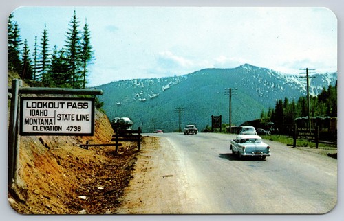 Vintage Postcard Lookout Pass ID State Line Mountains Dexter