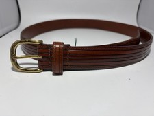 Cole Haan Brown Leather Belt Brass Buckle Vintage Made in USA 36 / 90