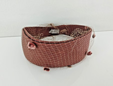 Vtg Union Made Brown Pillbox Hat with Net Accent Dots Mid Century Party Fancy