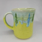 Dan Lasser Studio Art Handmade Ceramics Mug Yellow Green & Blue Ocean Drip Glaze