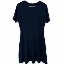 Banana Republic Women's Navy Blue Midi Dress Flared Hem Short Sleeve Size 6